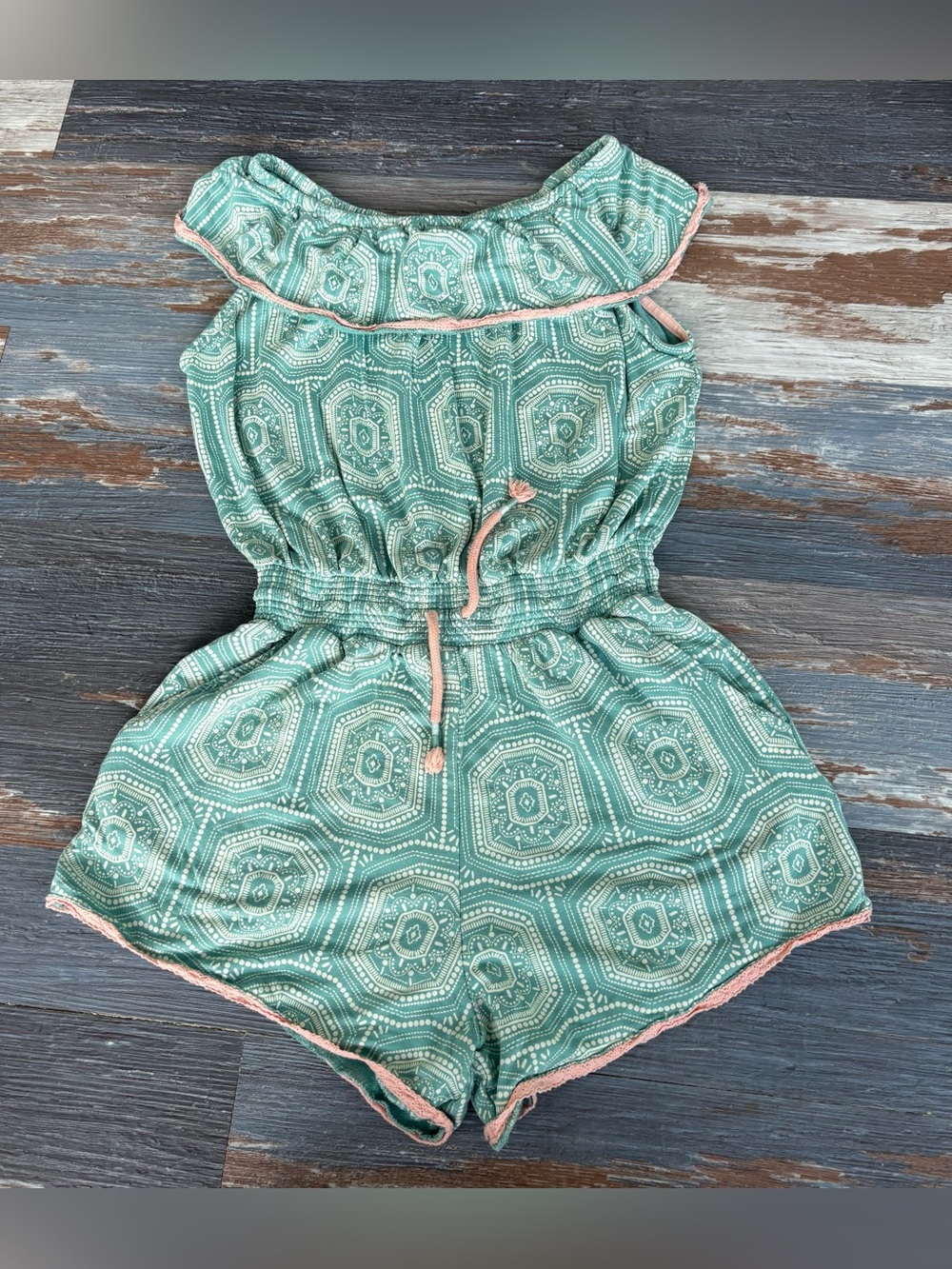 Matilda Jane Girls Mint Geometric Girls' Romper size 12